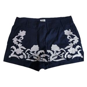 Womens Crown And Ivy Blue Embroidered Floral Size 12 P Shorts